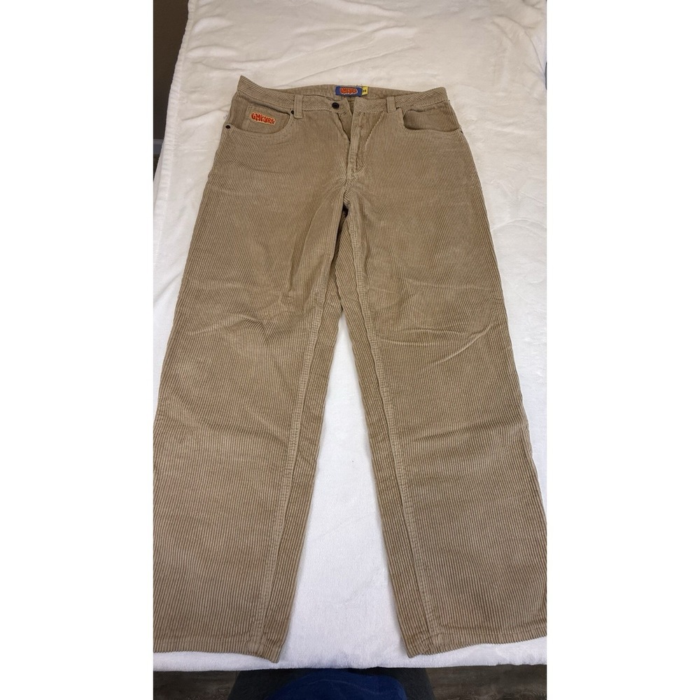 Empyre Corduroy Pants Mens 36 Beige Wide Wale Skater Y2K Streetwear